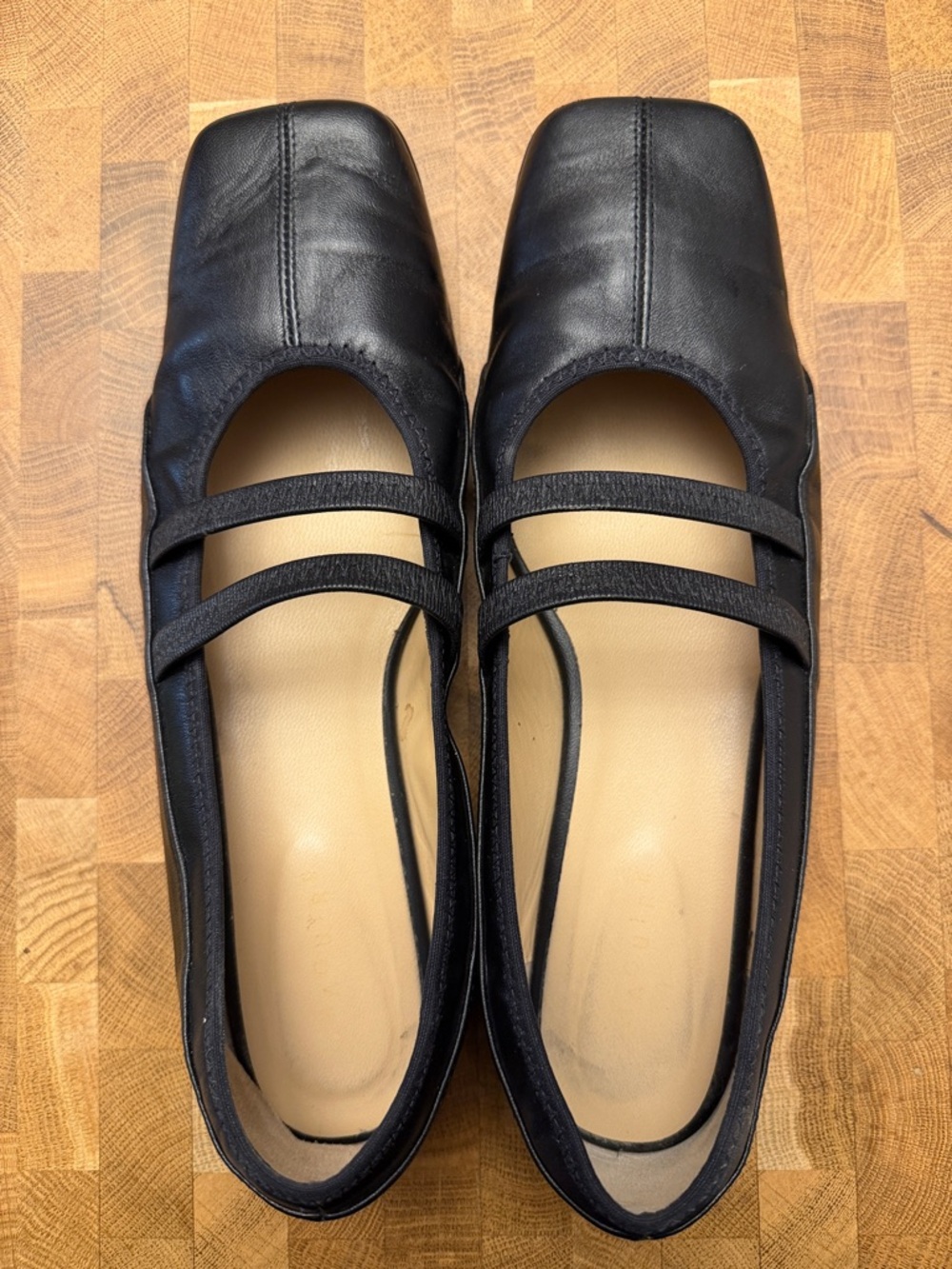 Women's Black Dual-Strap Ballet Flats